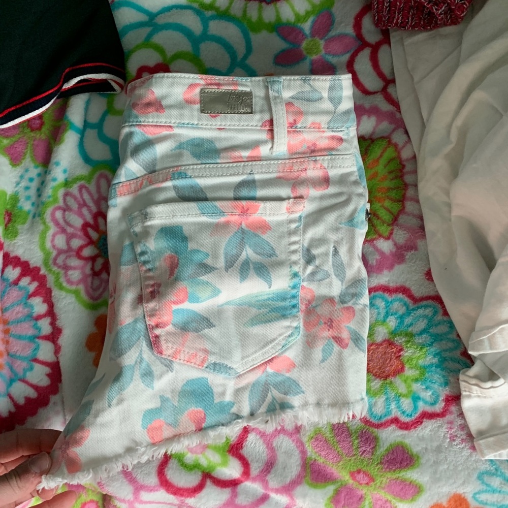 floral jean shorts